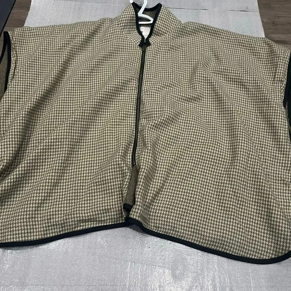 [OS]Free People Swept Away Houndstooth Ruana Poncho Cape Brown Tan - Picture 2 of 9